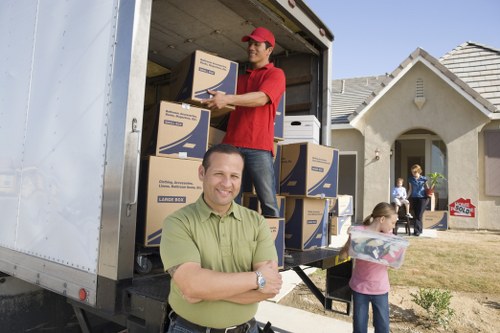 Assorted packing materials and sturdy cardboard boxes ready for use