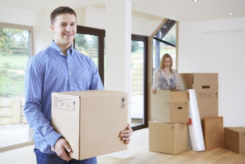 Packed boxes and furniture ready for a local house removal in Belsize Park
