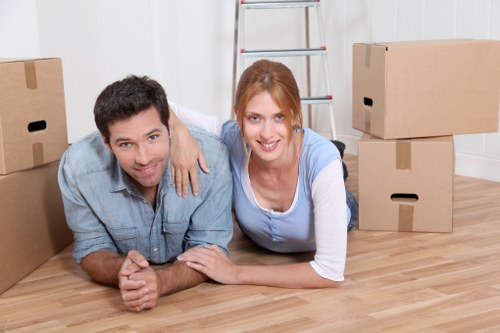 Removal team preparing a flat move in Belsize Park with careful loading