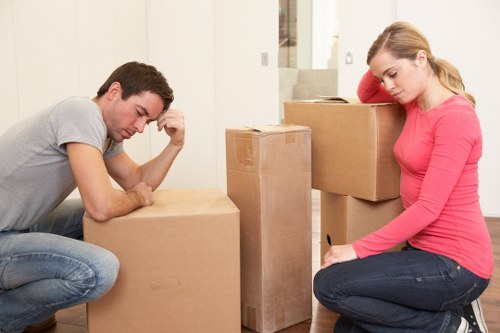 Careful packing of household items for a Belsize Park flat move